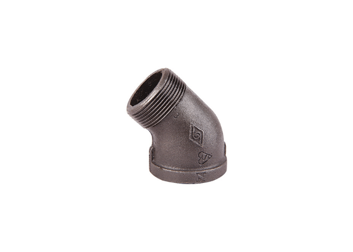 Black Malleable Iron Elbow 45