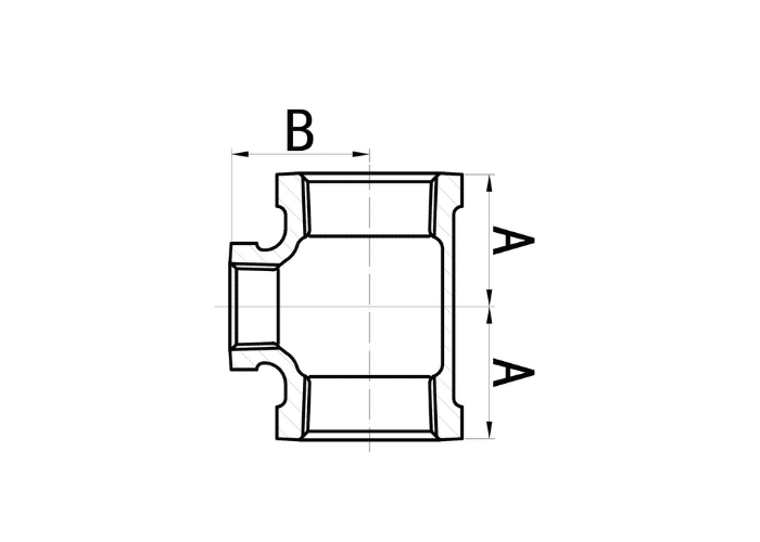 Black Malleable Iron Tee Reducing on branch