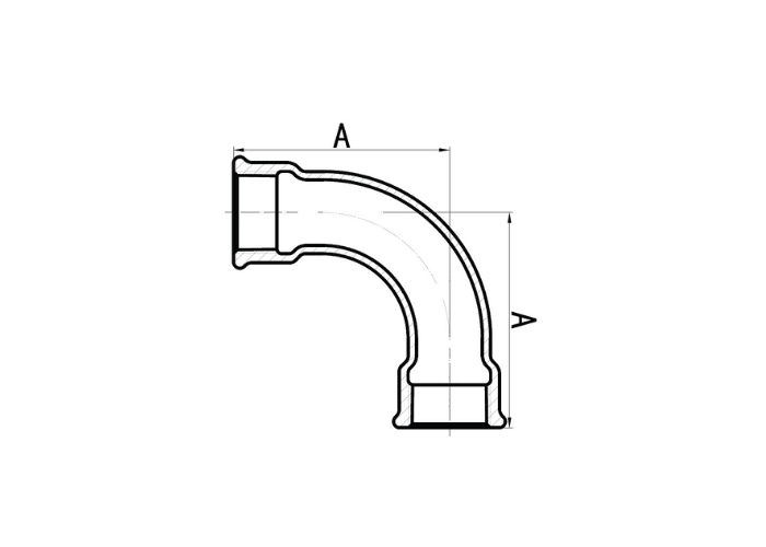 Galvanised Malleable Iron 90° Bend Drawing
