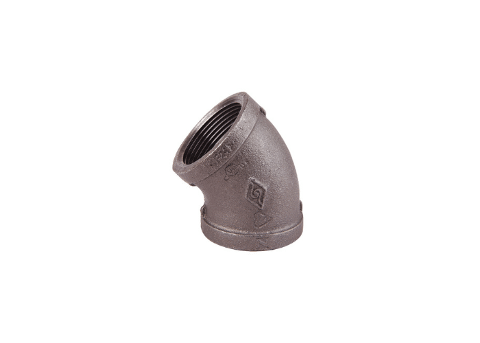 Black Malleable Iron Female Elbow 45 MI