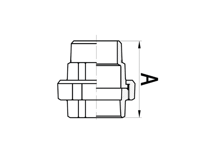 Galvanised Malleable Iron Male x Female Equal Union Drawing