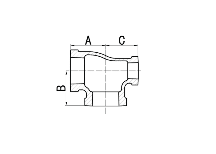 Black Malleable Iron Unequal Tee Reducing on Run/Branch