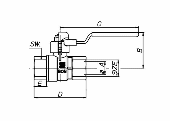 Lockable Gas Ball Valve Drawing