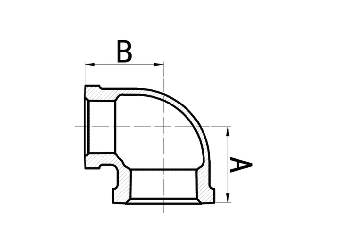 Galvanised Reducing Elbow Female 90 drawing