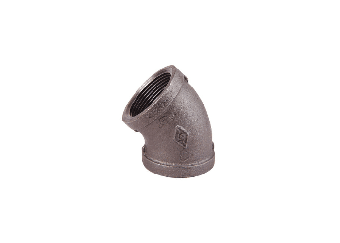 Black Malleable Iron Female Equal Elbow 45