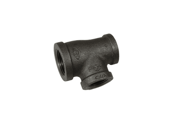 Black Malleable Iron Unequal Tee Reducing on Run Branch