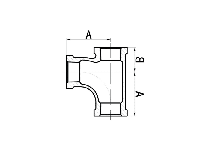 Galv Malleable Iron Pitcher Tee Drawing