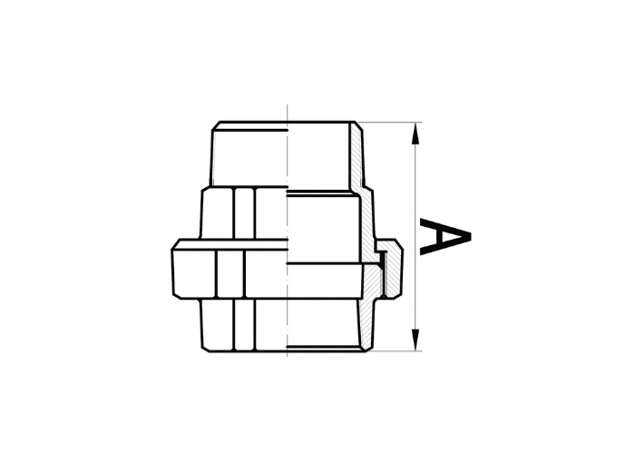 Black Malleable Iron Male x Female Equal Union Iron/Iron Seat