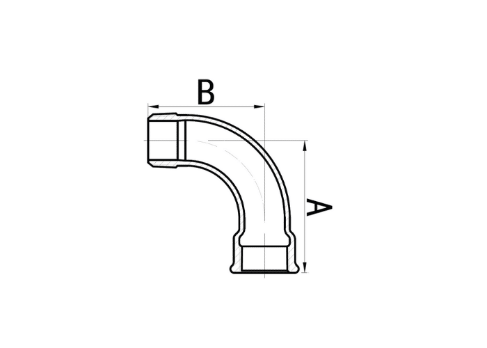 Galvanised Male Female Bend 90 drawing